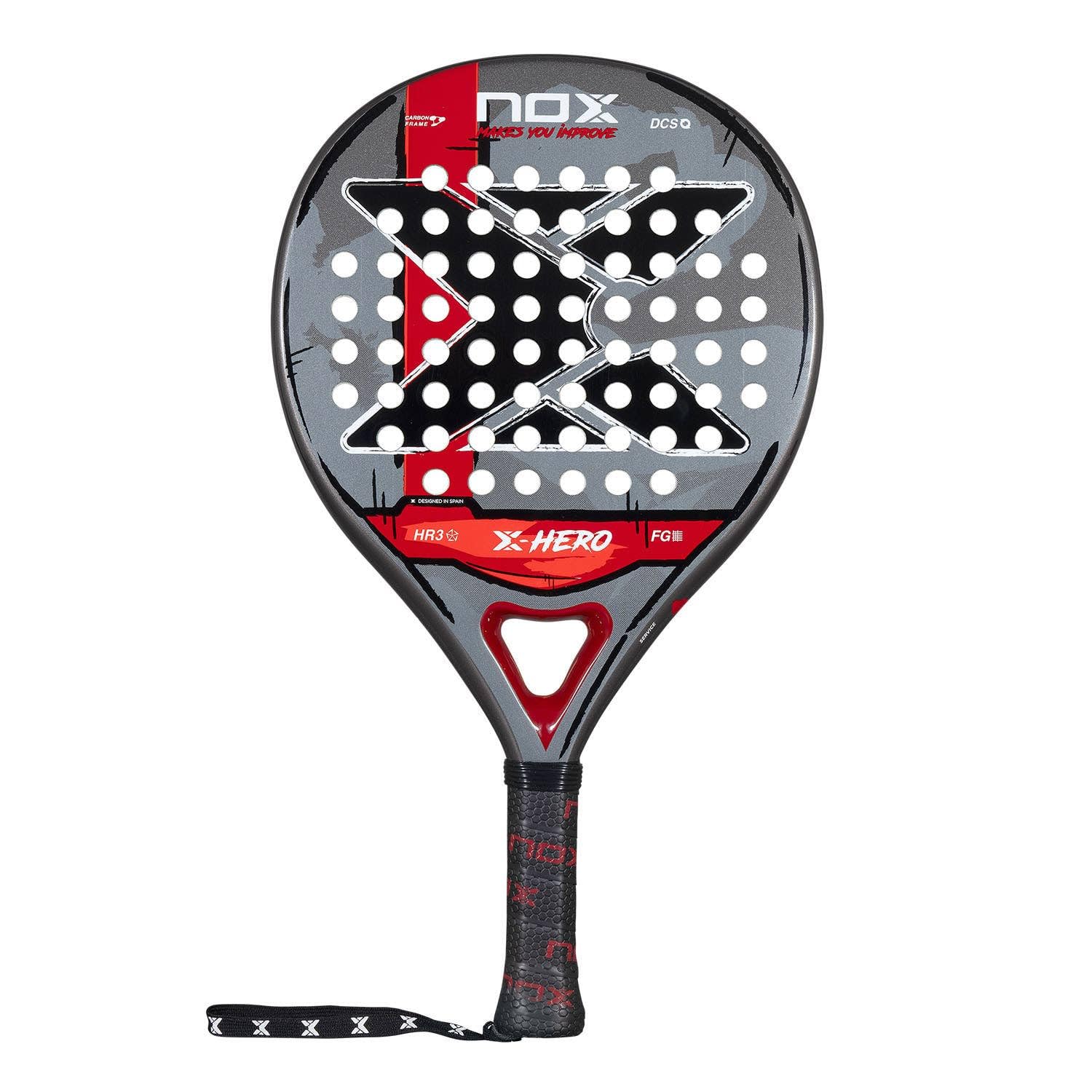NOX Padel Racket X-Hero 2026 | Round Shape Pala Padel for Beginners & Intermediate Players | Carbon Frame, 3K Fiber Glass Face, 