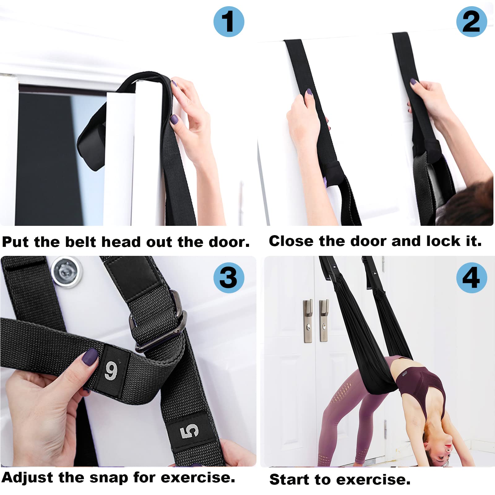 Waist Back Leg Stretcher Strap, Backbend Training Inversion Strap With Door Anchor, Flexibility Trainer Stretching Equipment Ass