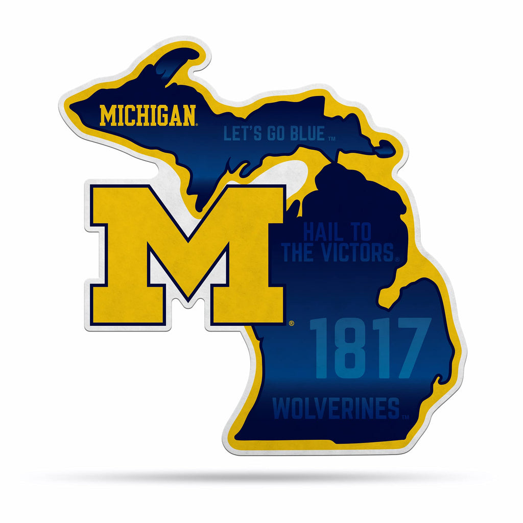 Rico Industries Ncaa Michigan Wolverines State Shape Shape Cut Pennant - Home And Living Room D  Cor - Soft Felt Ez To Hang