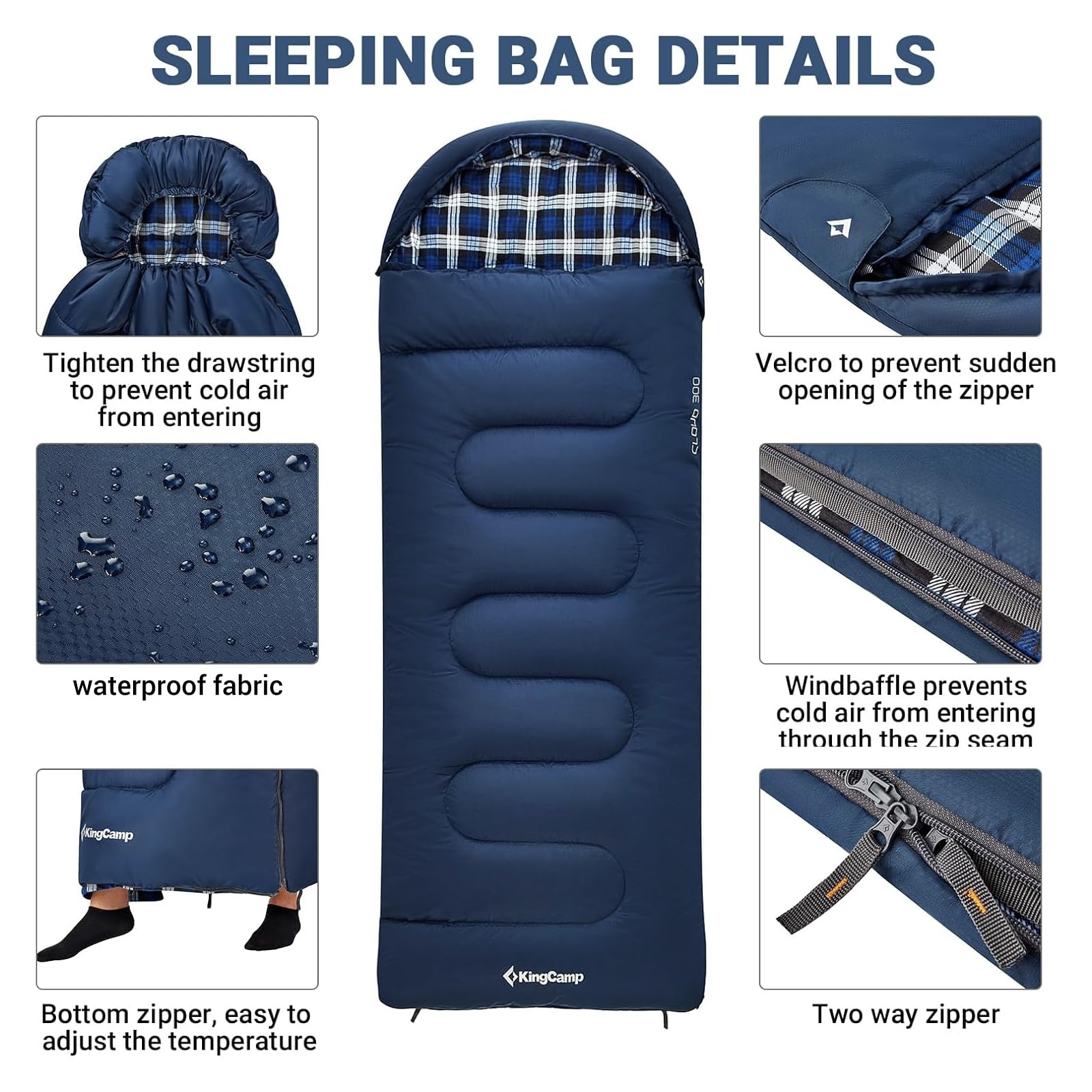 Kingcamp Kids Sleeping Bag Flannel Lined Cold Weather 3-4 Season Sleeping Bag For Teens Youth Child Boys Girls Camping Hiking Ba