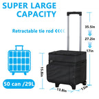 Cooler With Wheels And Handle, 50 Can Rolling Cooler, Portable Collapsible Soft Cooler With Wheels, Leakproof Insulated Wheeledc