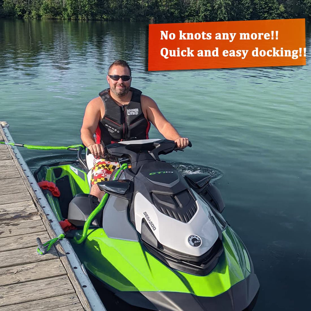 Botepon Boat Bungee Dock Lines, Jet Ski Accessories, Quick And Easy Dock Rope For Pwc Jet Ski Seadoo Waverunner Pontoon Boat Bas
