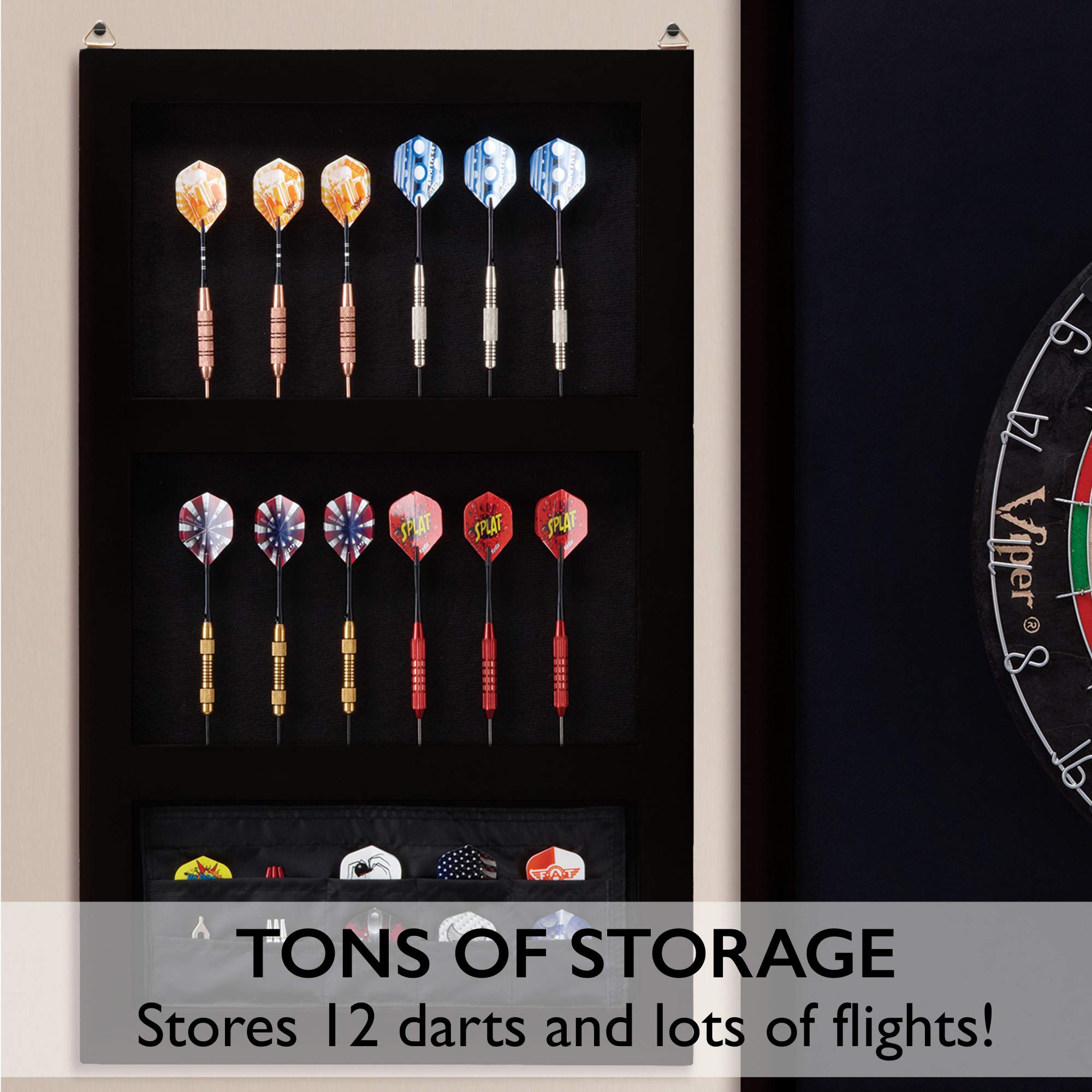 Viper Championship Wood Framed Dartboard Backboard Set, Mahogany Finish Black, 29L X29W X 1H
