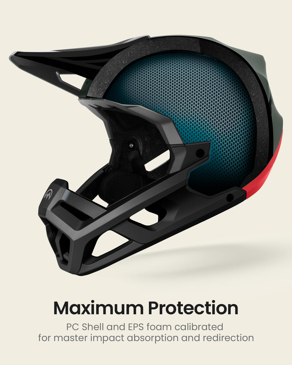 OutdoorMaster Full Face Mountain Bike Helmet for Men & Women-Two Removable Chin Pad Mountain Bike Helmet Grizzly, Ventilation Li
