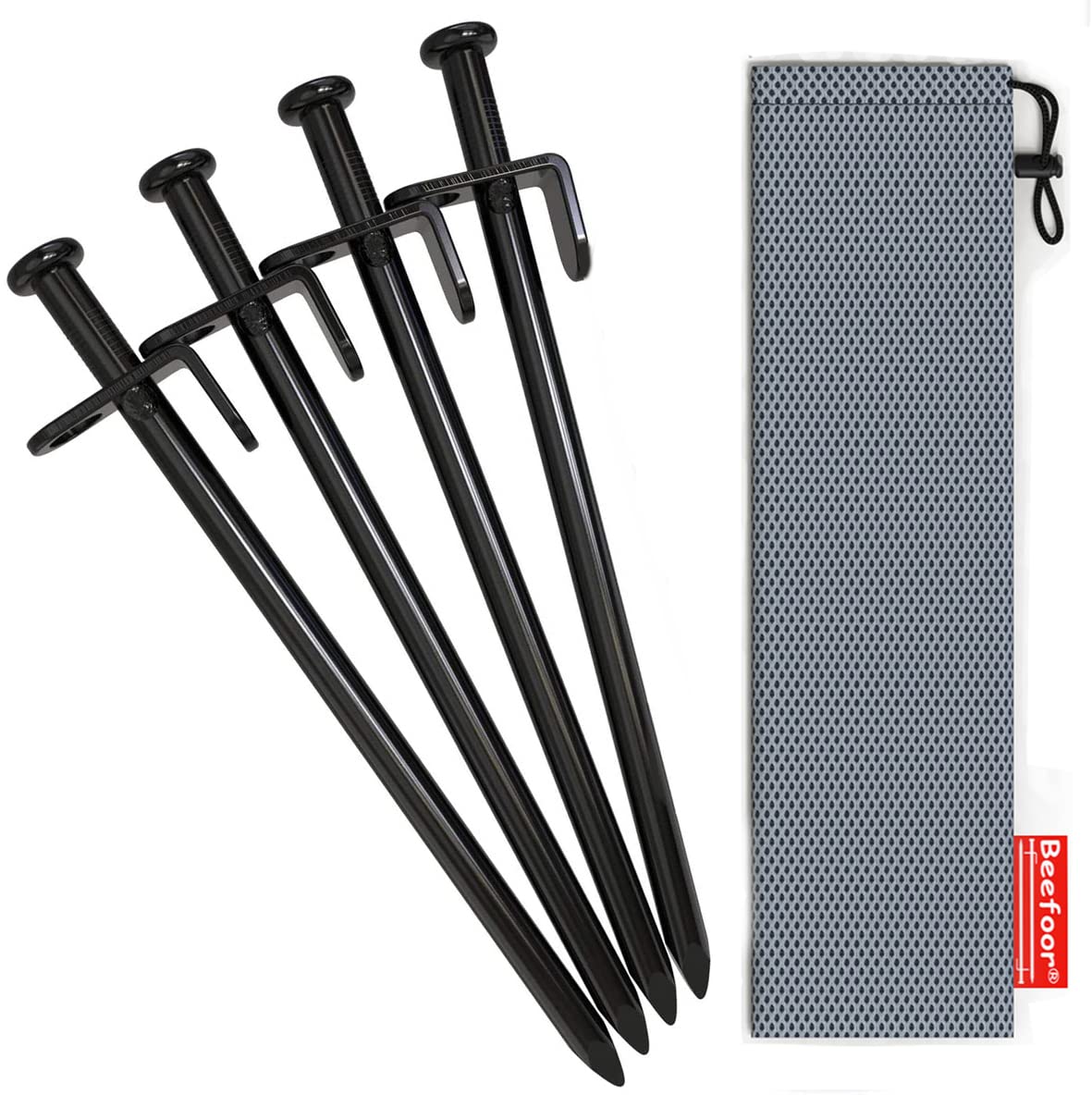 Tent Stakes Heavy Duty, Barefour 8-Inch Camping Stakes,4-Pack Forged Steel Tent Pegs Unbreakable And Inflexible - Available In R
