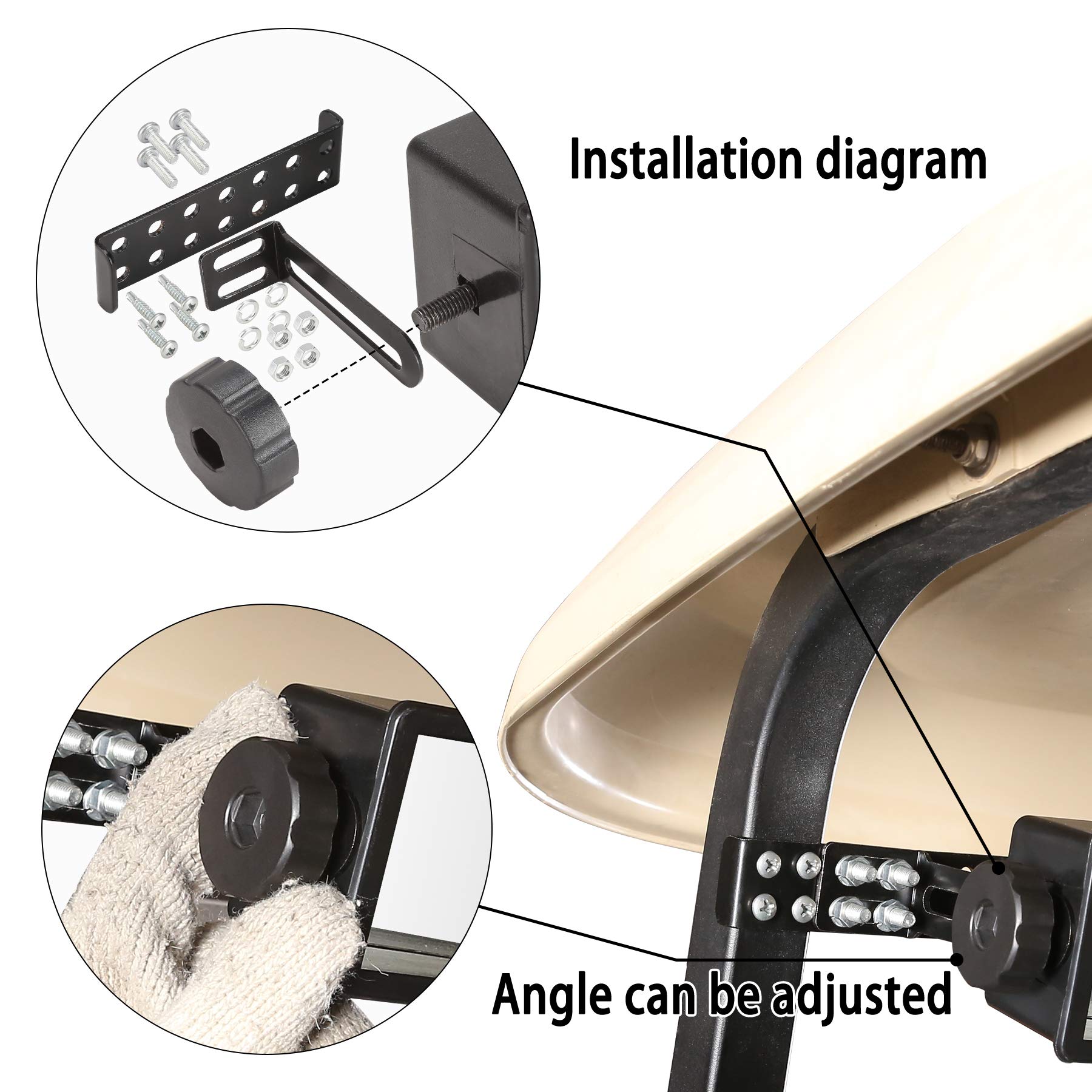 10L0L Universal Golf Cart 4 Panel Mirror For Yamaha Ezgo Club Car, Eliminate Blind Spots Rear View Mirror