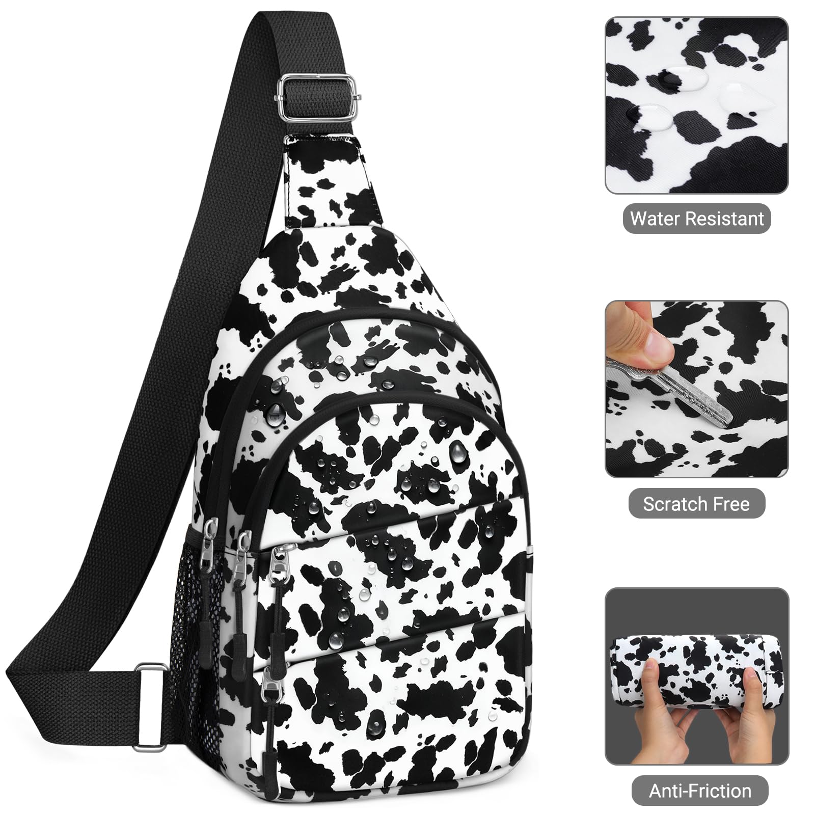 Tuwubi Crossbody Bags for Women, Sling Bag for Men, Small Hiking Backpack Anti Theft Lightweight for Outdoors Travel (L, Cow Pri