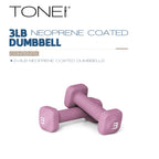 Tone Fitness 3 lb Neoprene Dumbbell Pair for Home Workouts - Non-Slip Design - Purple