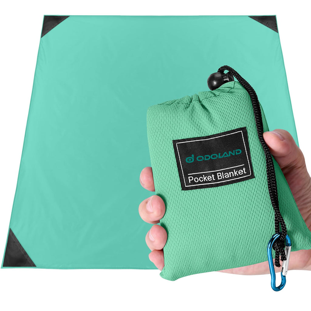 Odoland Pocket Blanket Picnic Blanket, 71 X 63 Sandproof Waterproof Outdoor Beach Blanket With Portable Bag, Foldable Lightweigh