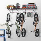 Vevor Bike Storage Rack Wall Mount Garage Bike Holder & 2 Shelves For 4 Bicycles