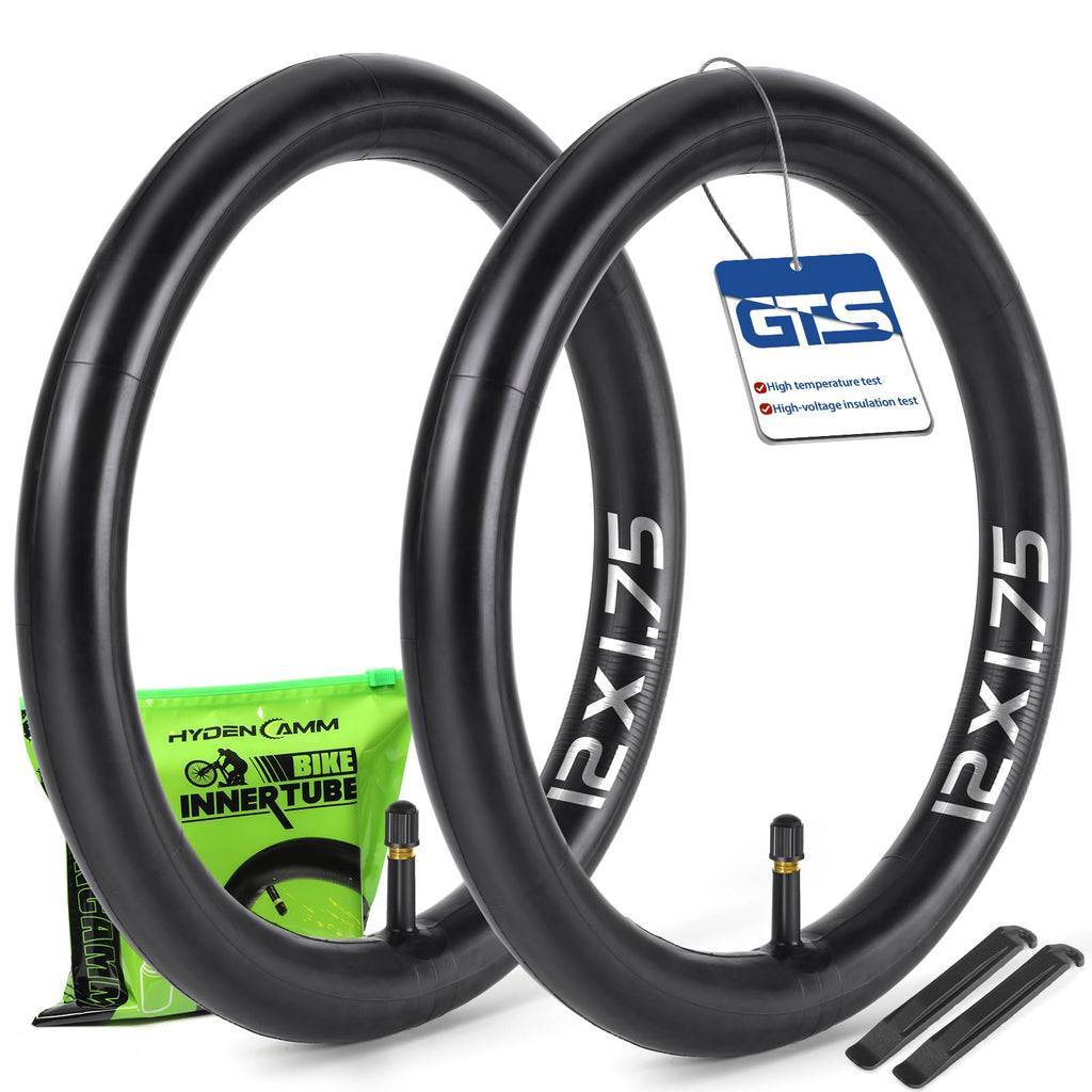 Hydencamm 2 Pack 12 / 12.5 Inch Bike Tube Fit 1.75/1.95/2.125 with 32mm Schrader Valve, 12.5 x 1.95 Bike Tube with 2PCS Levers, 