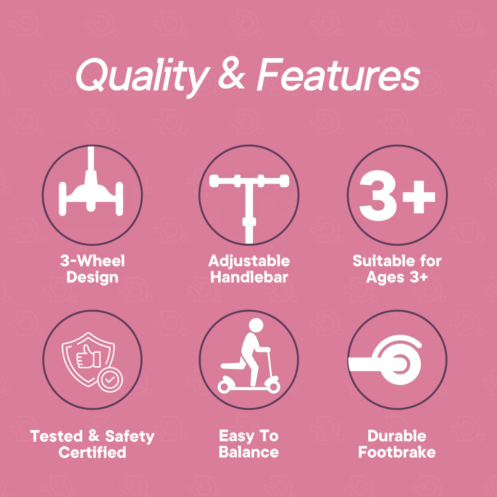 Dribbl 3-Wheel Kids Scooter - Lean-to-Steer Technology, Adjustable Height Handlebar, Wide Deck, Scooter for Boys & Girls Ages 3+