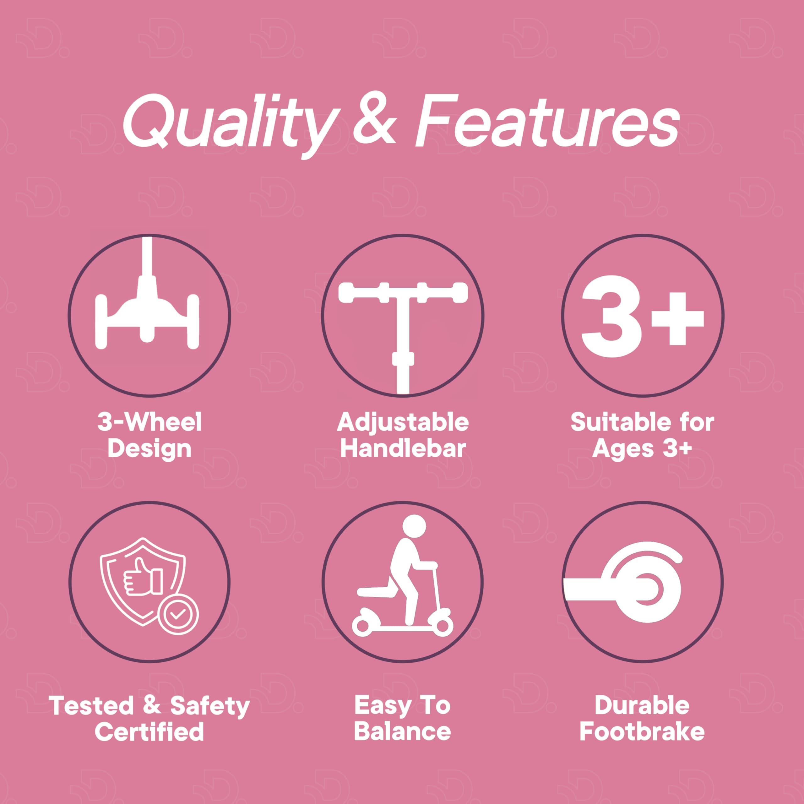 Dribbl 3-Wheel Kids Scooter - Lean-to-Steer Technology, Adjustable Height Handlebar, Wide Deck, Scooter for Boys & Girls Ages 3+