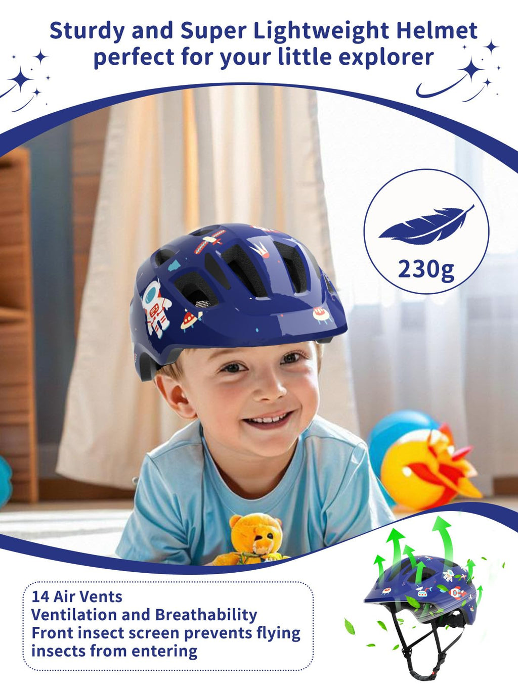 XJD Toddler Helmet Kids Bike Helmet Multi-Sport Adjustable Skateboard for Kids Boys Girls Infant Lightweight for Age 1 and Older