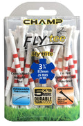 Champ 3 1/4 Striped Plastic Golf Tees - 30 Count - Zarma MyHite FLYtee - White with Red Stripes - Improved Durability and Distan