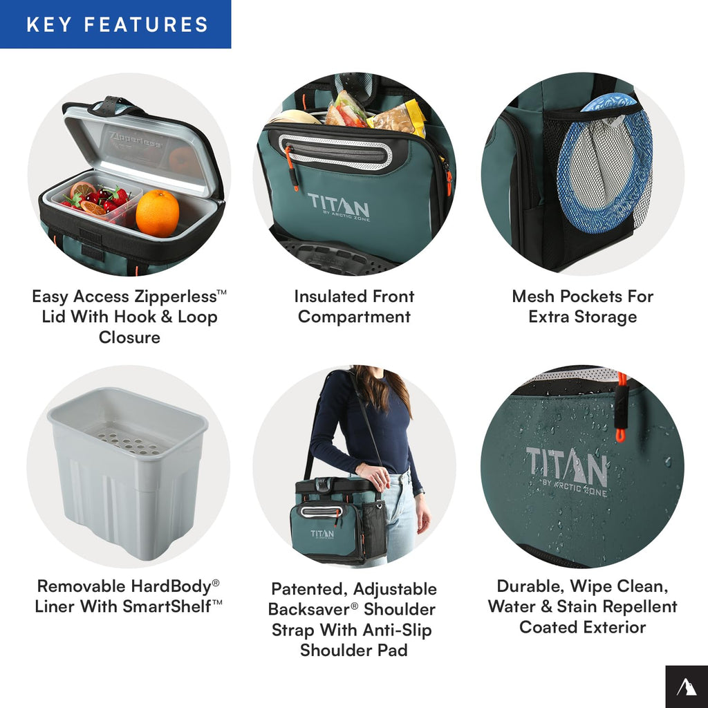 Titan by Arctic Zone 16 Can Zipperless Soft Cooler with HardBody Liner, Jungle Hunt