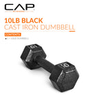 Cap Barbell Cast Iron Hex Dumbbell, Black, Single, 20 Lb