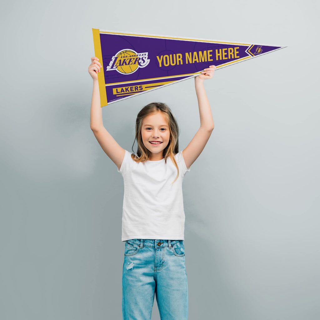 Rico Industries Nba Basketball Los Angeles Lakers Personalized - Custom 12'' X 30'' Soft Felt Pennant - Ez To Hang