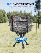 Kemimoto 360 Degree Silent Swivel Blind Hunting Chair, 320 Lbs Camo Height Adjustable Quick Folding Portable Comfortable Hunting