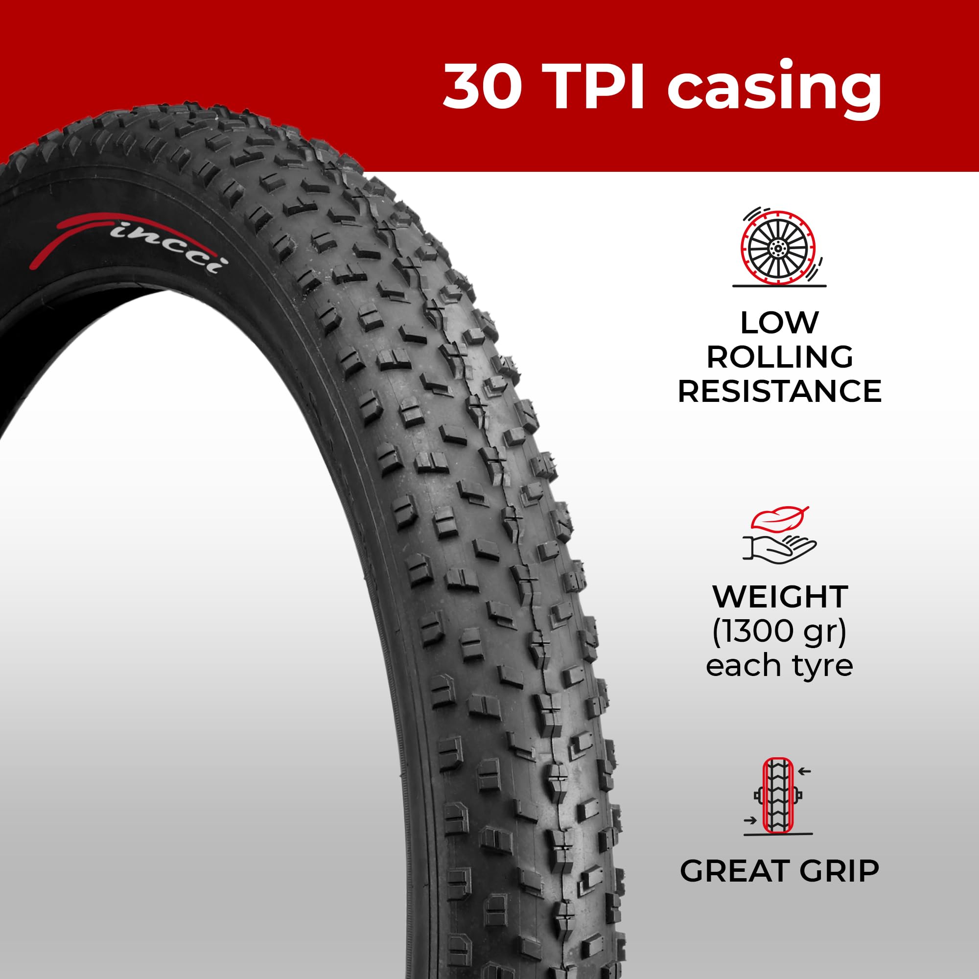 Fincci Pair 26X4.0 Fat Bike Tires 100-559 Foldable Fat Tires For Road Mountain Mtb Mud Dirt Offroad Bike Bicycle - Pack Of 2