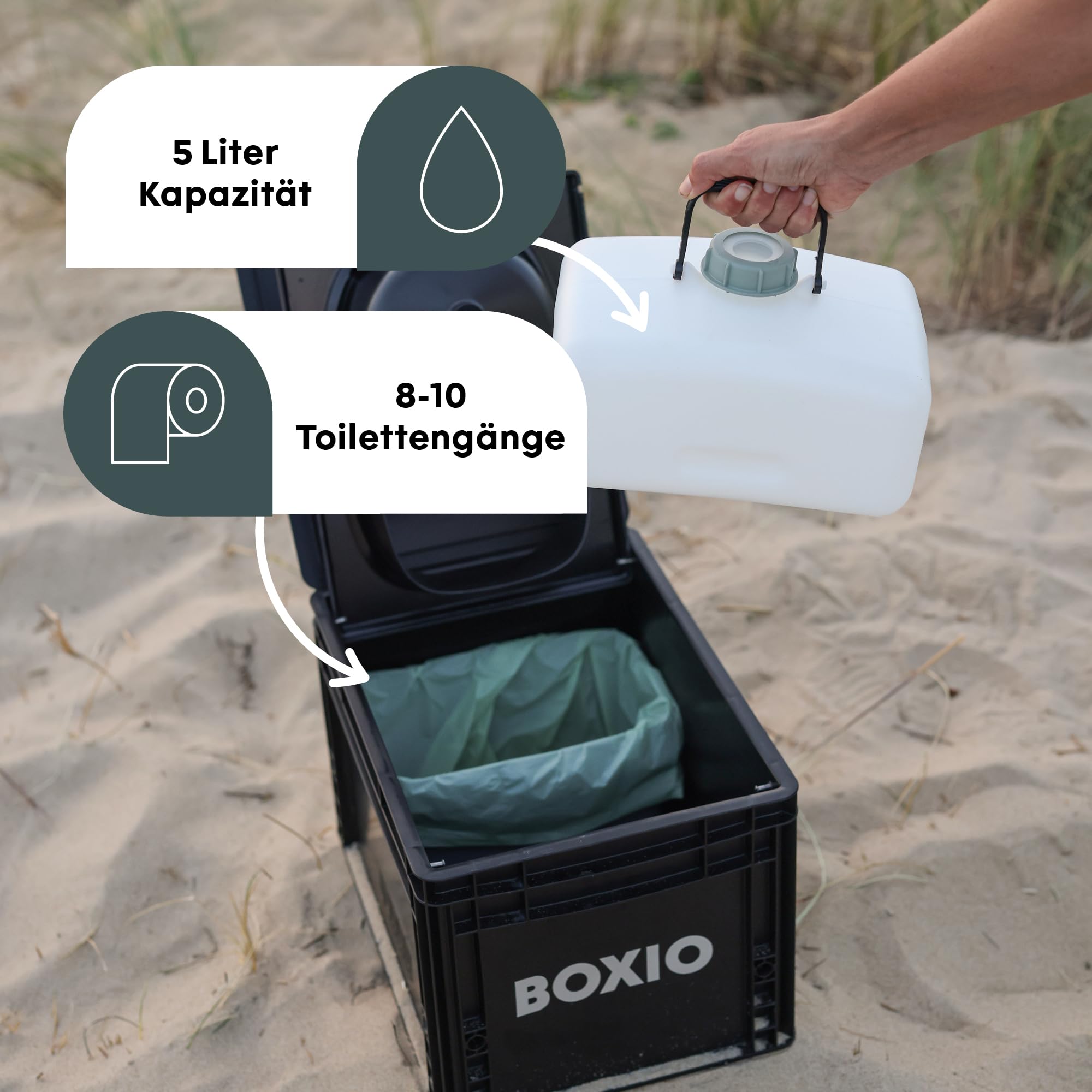 Boxio Portable Toilet - Convenient Camping Toilet Compact, Safe, And Personal Composting Toilet With Convenient Disposal For Cam