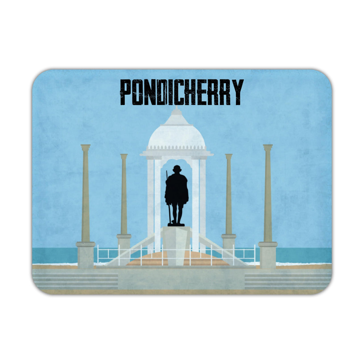BIRDS MIND Pondicherry Rectangular Fridge Magnet for Office HomeKitchenRefrigerator Door Decor Multicolor Wooden Travel Souveni