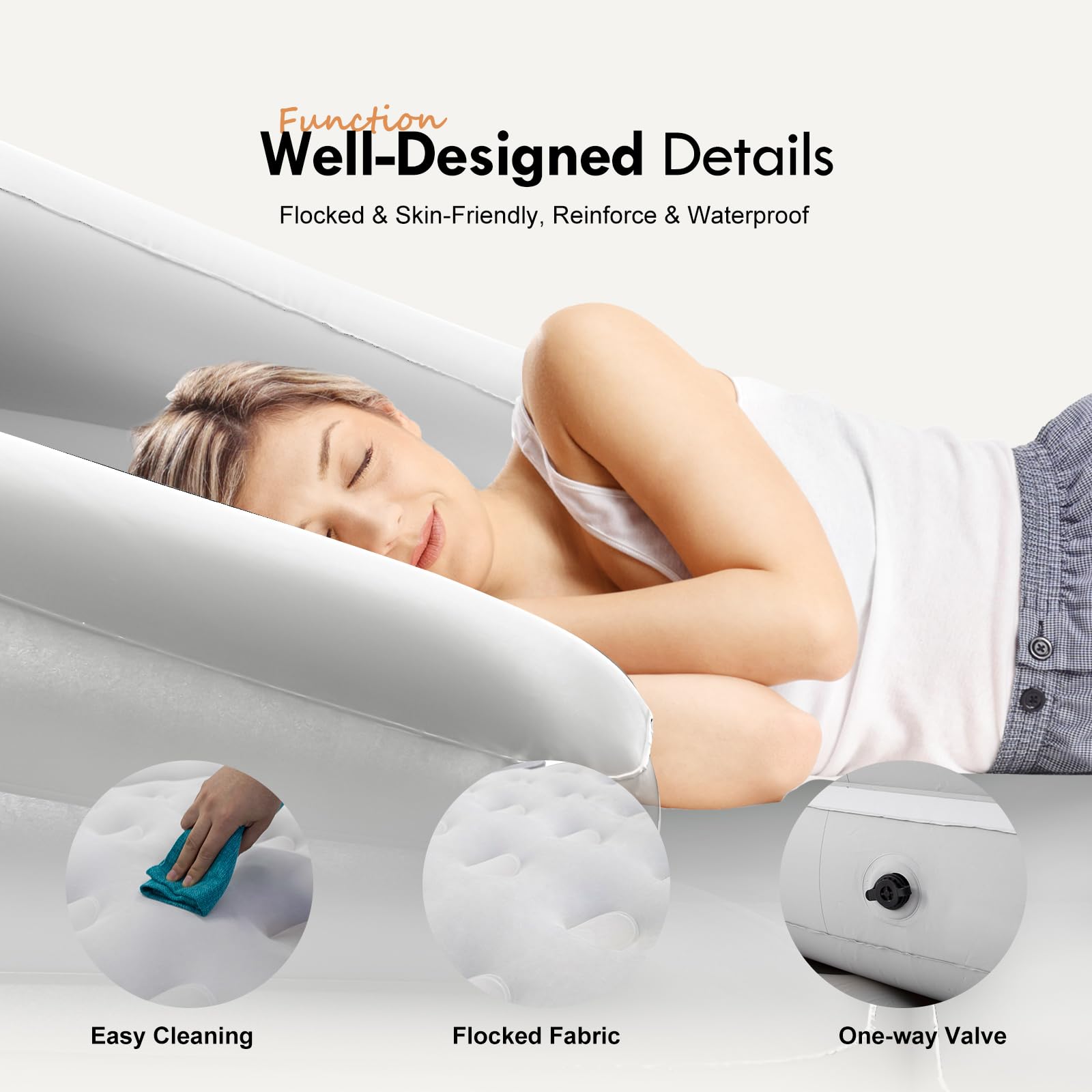 Dimar Garden Inflatable Couch Flocked Blow Up Couch Mattress,Outdoor Air Sofa Bed For Camping,Full Size