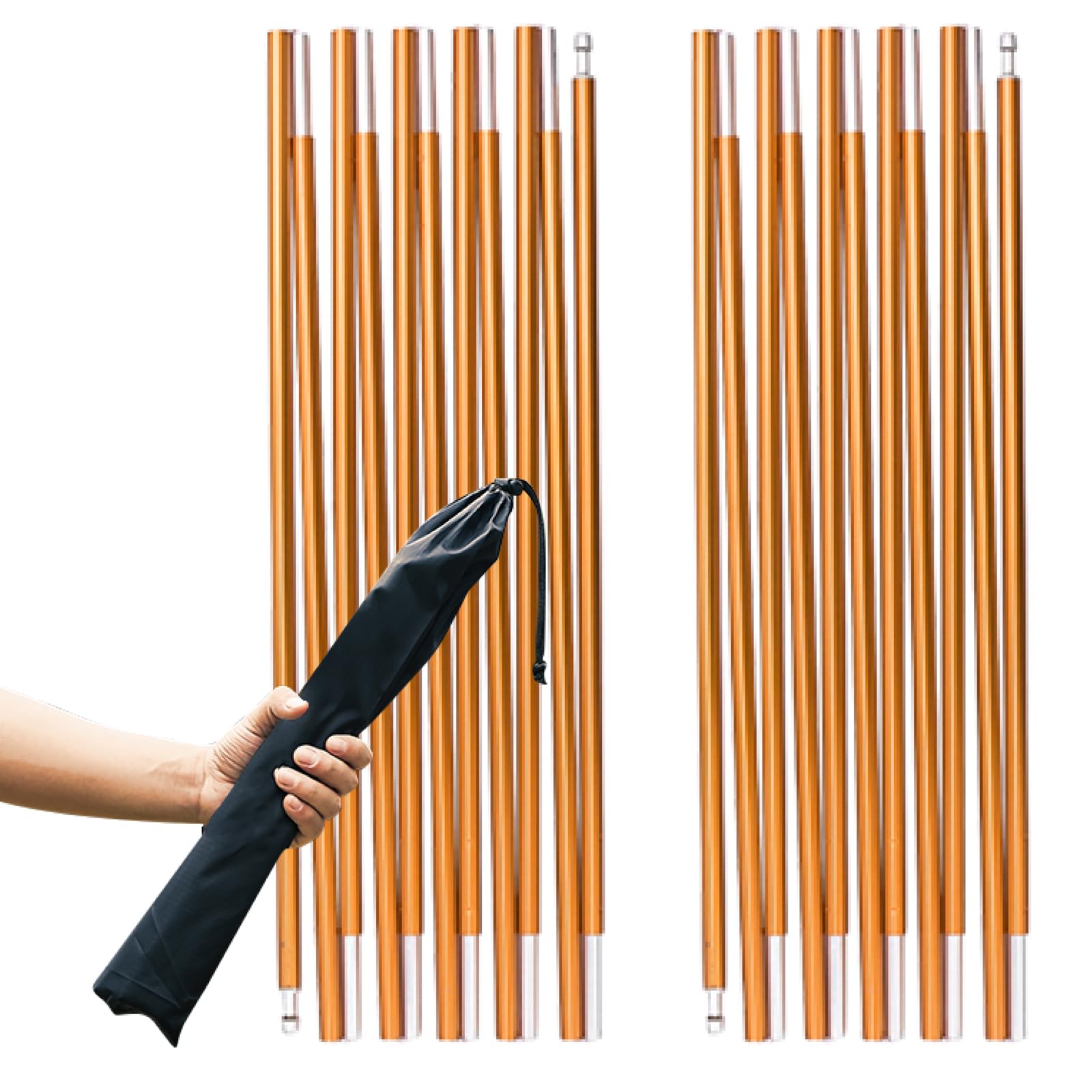 TRIWONDER Tent Pole Replacement Aluminium Tarp & Awning Poles Set for Camping - Rod Replacement Kit 2 Pcs (Gold - 3.33m)