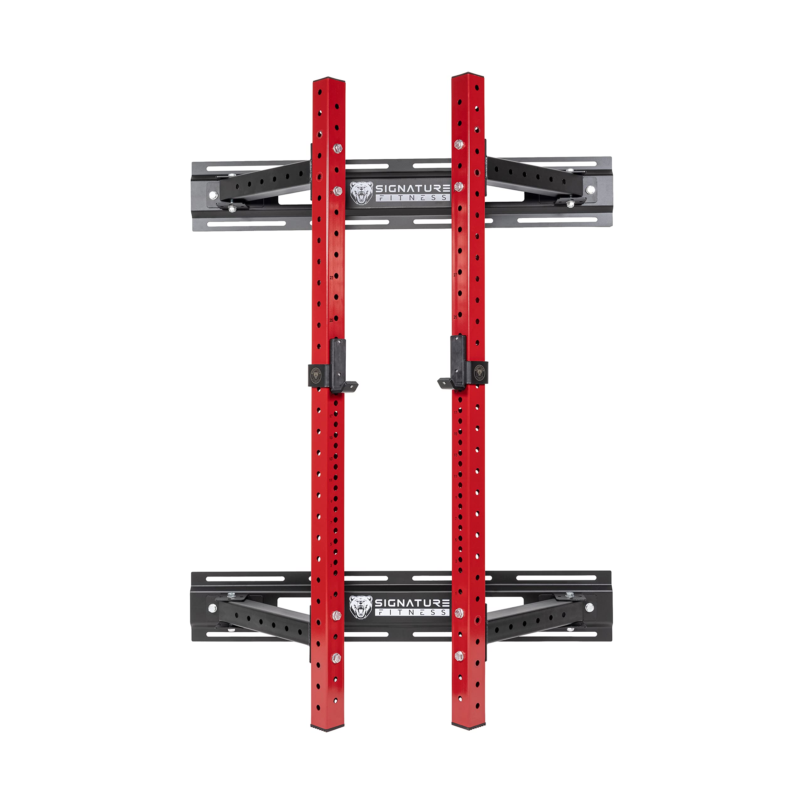 Signature Fitness 3    x 3    Wall Mounted Fold-in Power Cage Squat Rack with Adjustable Pull Up Bar and J Hooks - Space-Saving
