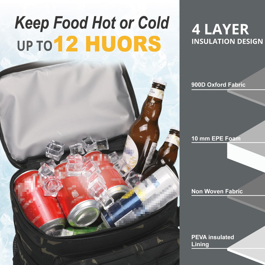 Tactical Backpack Cooler,Soft Lightweight Leakproof Cooler Backpack,Insulated Cooler Bag,Portable Soft Cooler Bag Waterproof For
