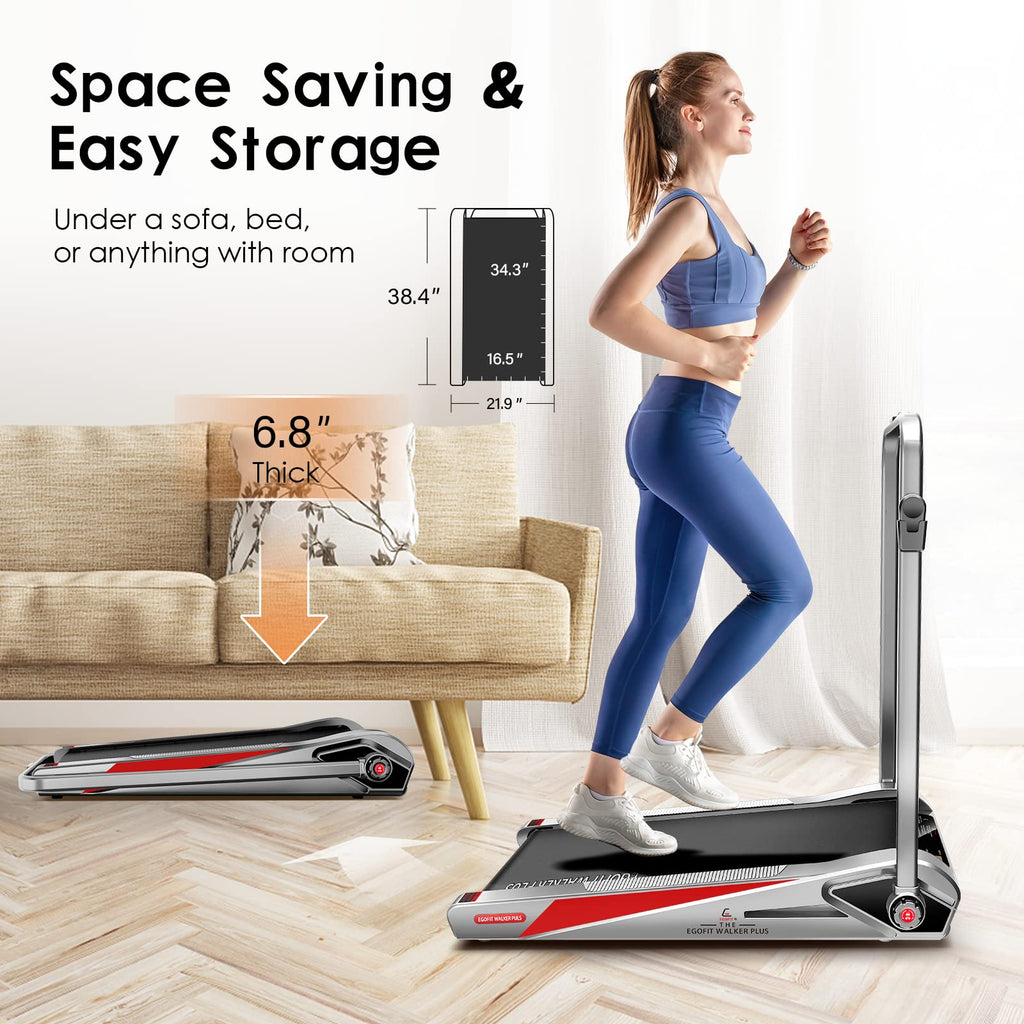 Egofit Walker Plus M1T Smallest 2In1 Folding Under Desk Treadmill With Incline For Home&Office With App & Remote Control For Wal