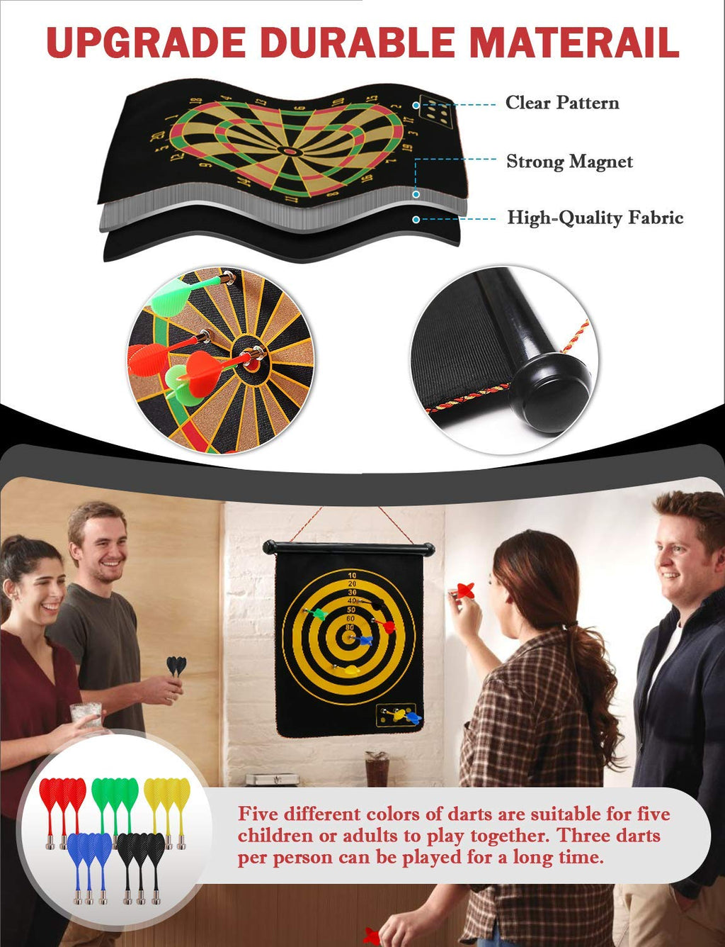 Ranslen Magnetic Dart Board For Kids And Adults, Double Sided Board Games With 15Pcs Magnetic Darts, Boy Gifts Dartboard Toys Gi