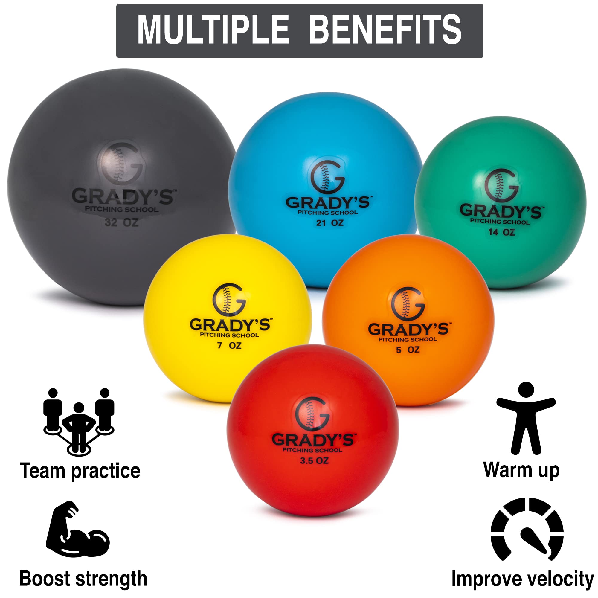 Soft Shell Weighted Ball Set 32, 21, 14, 7, 5, And 3.5Oz-Pitching/Throwing Velocity Training For Baseball And Softball