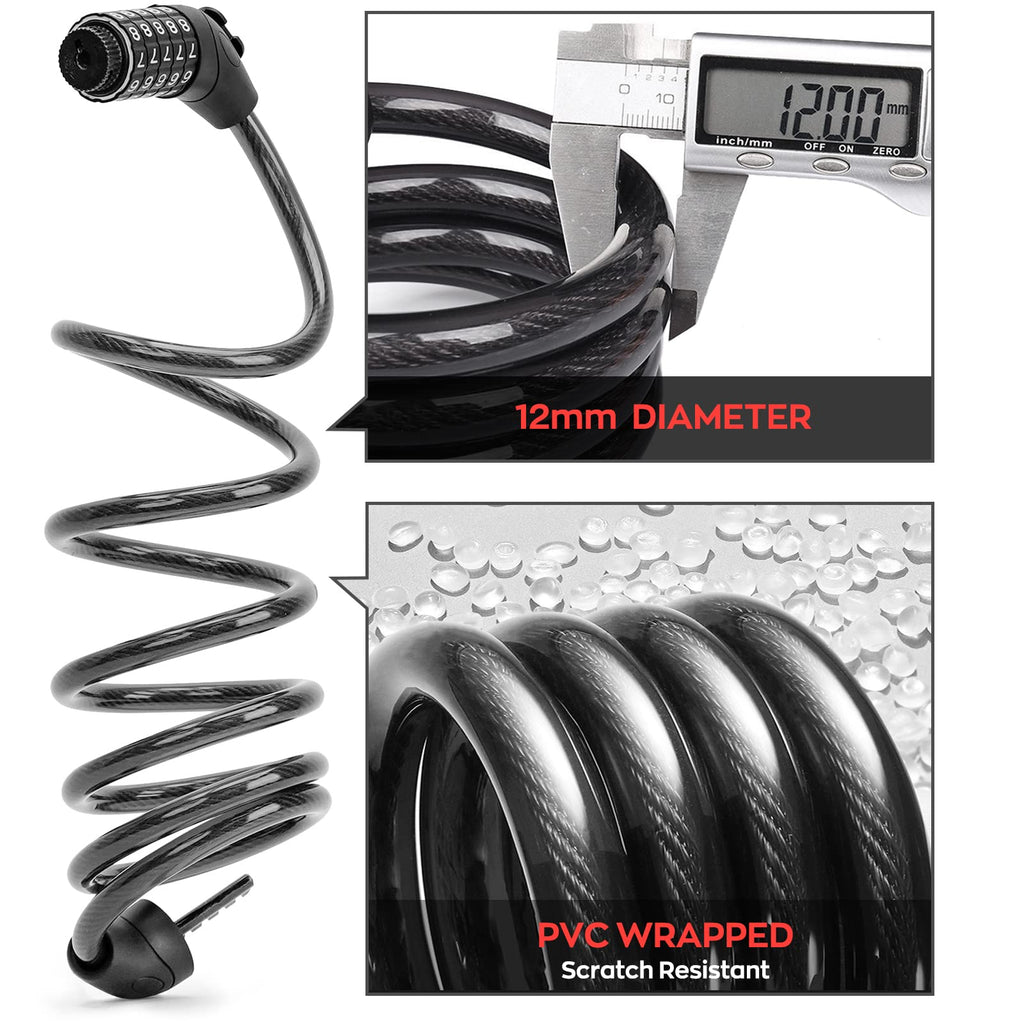 Seway Scooter Lock Cable For Xiaomi Mijia M365 Es Series, Bicycle Combination Locks Coiled Chain Lock Basic Self Coiling Core St