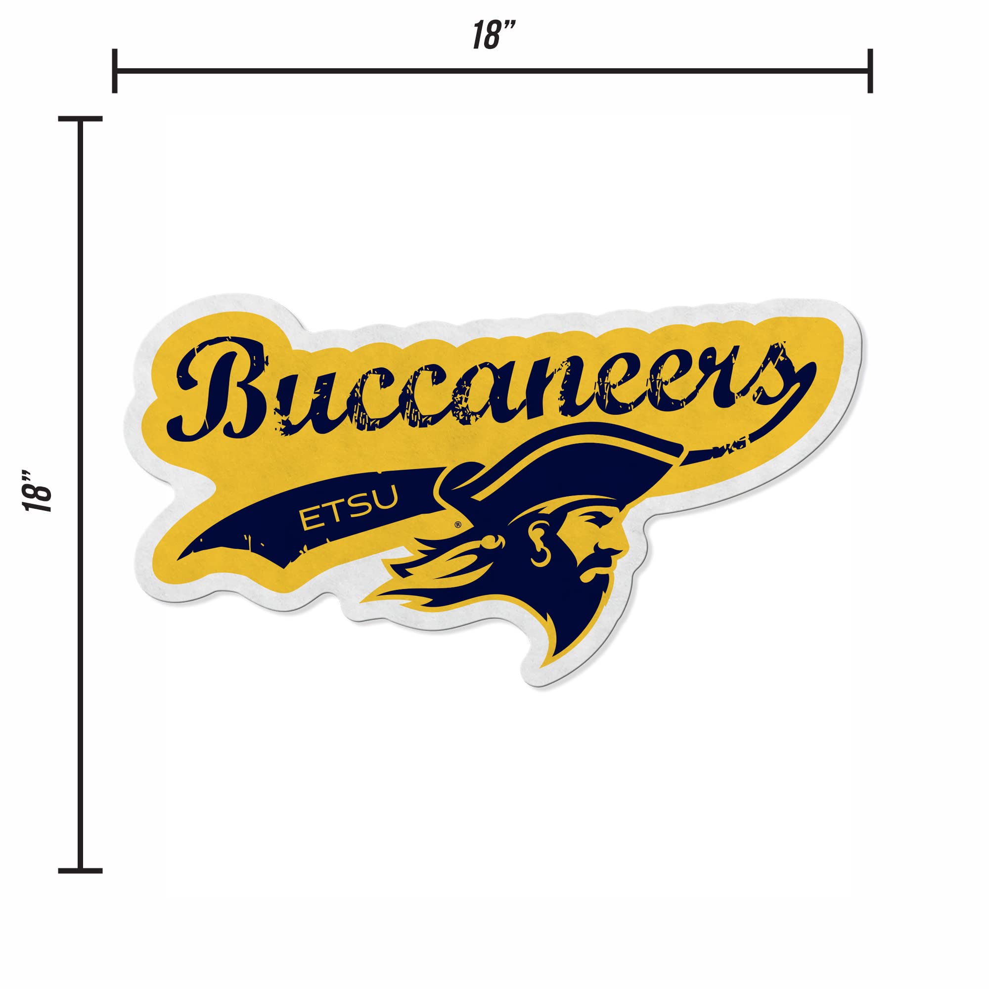 Rico Industries Ncaa East Tennessee State Buccaneers Distressed Shape Cut Pennant - Home And Living Room D  Cor - Soft Felt Ez T