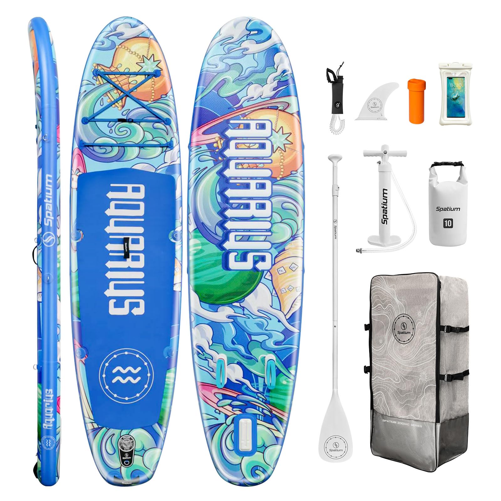 Spatium Inflatable Stand Up Paddle Board with SUP Accessories, Anti-Slip EVA Deck, 11 *31.5  Inflatable Paddle Boards for Adult