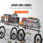 Vevor Bike Storage Rack Wall Mount Garage Bike Holder & 2 Shelves For 4 Bicycles