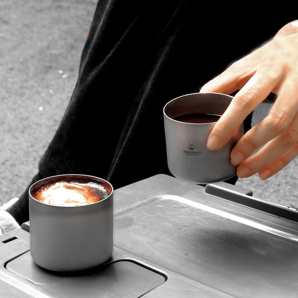 Silverant Camping Mug Titanium Double Wall Coffee Tea Cup (110Ml Double-Wall Cup)