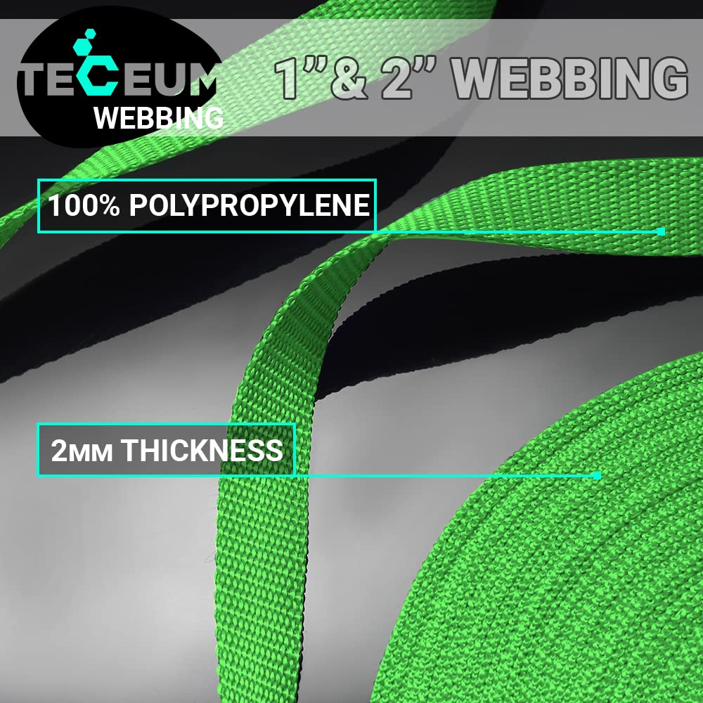 Teceum 1 Inch Webbing - Grass Green - 10 Yards - 1    Webbing For Climbing Outdoors Indoors Crafting Diy Nw