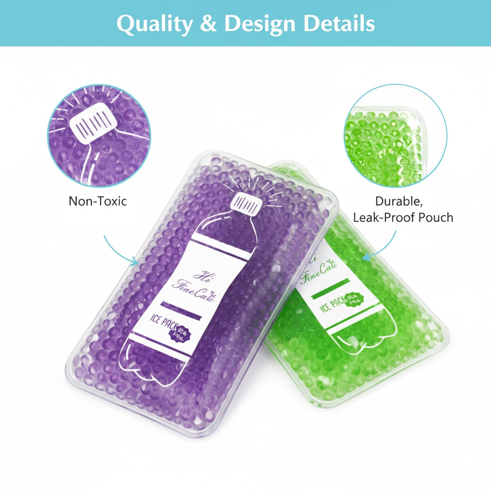 Reusable Ice Packs For Coolers - 5 Pack Freezable Gel Packs For Lunch Box, Camping, Picnic, Medical Cold Therapy - Leakproof & L