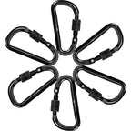 Zalava 6 Pcs 2D-Clip Durable Locking Carabiner Keychain Clip,Keychain Clip Hook,Black
