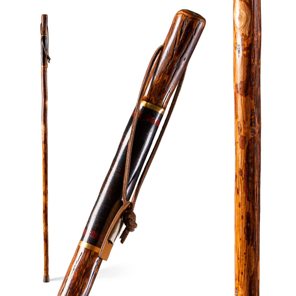 Brazos Rustic Wood Walking Stick, Hickory, Traditional Safari Style Handle, For Men & Women, Made In The Usa, 58'' Natural