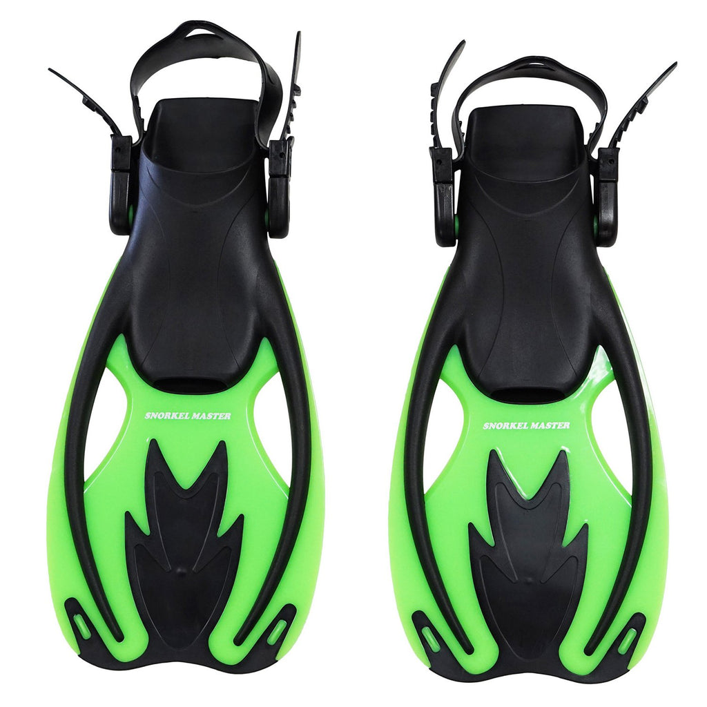 Snorkel Master Kids Swimming Snorkeling Fins, Green/Black, Small/Medium