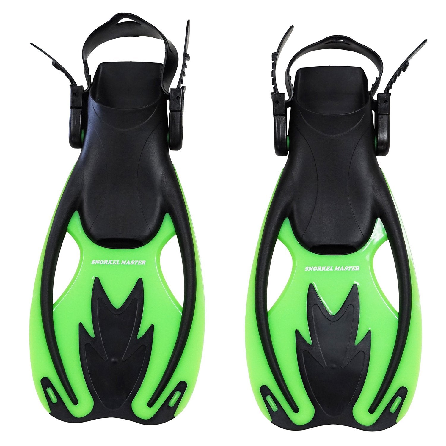 Snorkel Master Kids Swimming Snorkeling Fins, Green/Black, Small/Medium