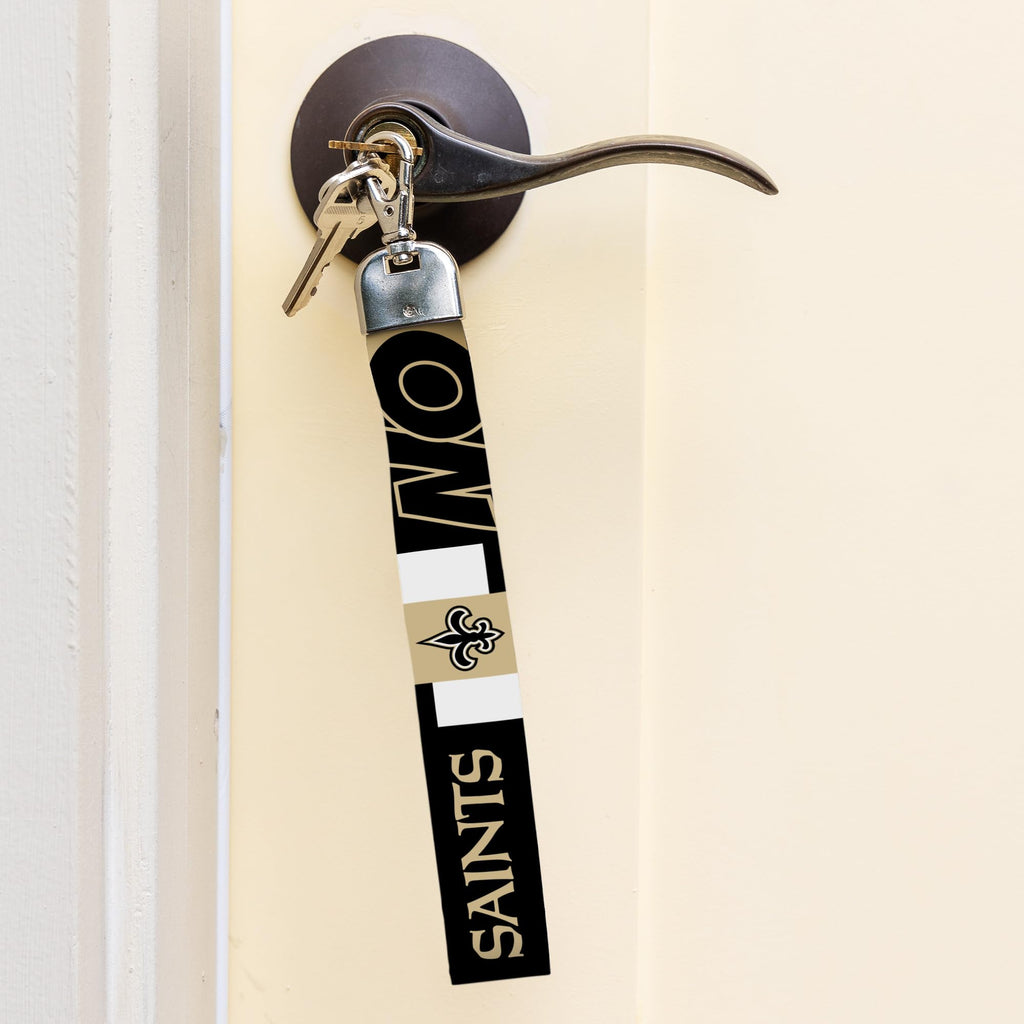 Rico Industries Nfl Football New Orleans Saints Standard Wrist Lanyard Key Chain, Cute Wristlet Strap Keychain Holder For Women