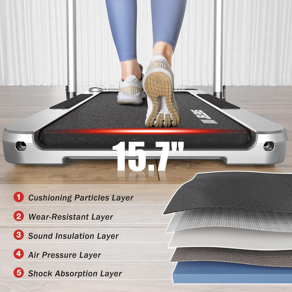 Treadmill for Home, Walking Pad Treadmill with Incline, 2-in-1 Portable Walking Pad with Handle Bar, 330LBS Weight Capacity 2.5H