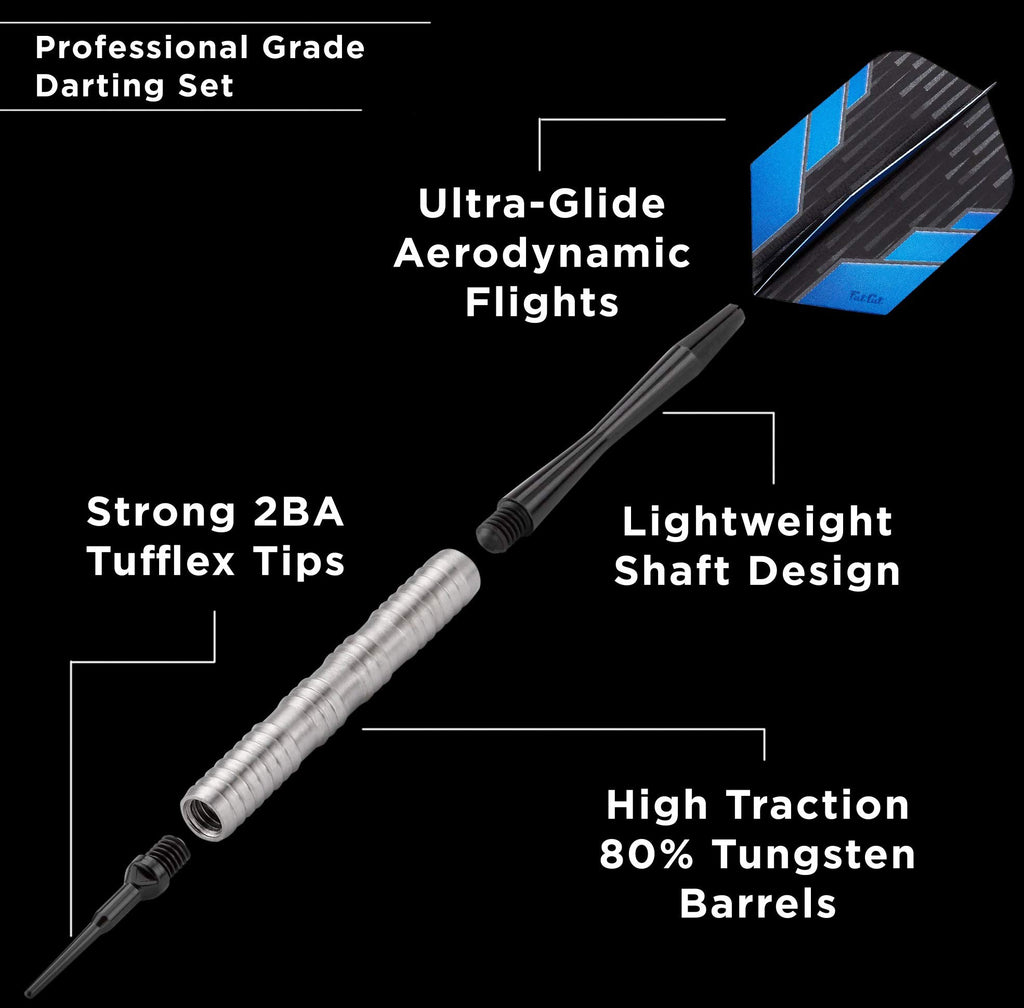 Fat Cat Bulletz 90% Tungsten Soft Tip Darts With Storage/Travel Case, 18 Grams