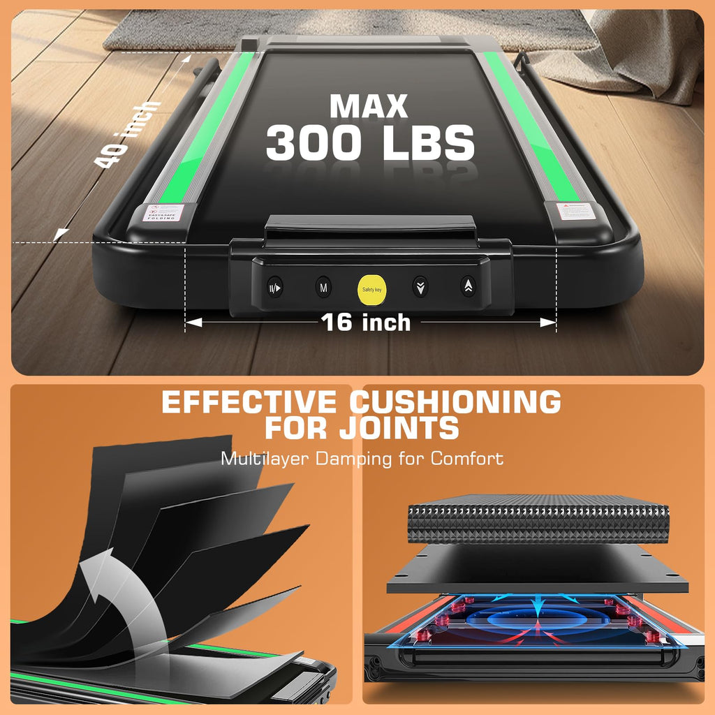 Ancheer 4 In 1 Under Desk Treadmill With Incline - 2S Folding/Max 300 Lb Capacity Walking Pad - Compact Electric Treadmill For H