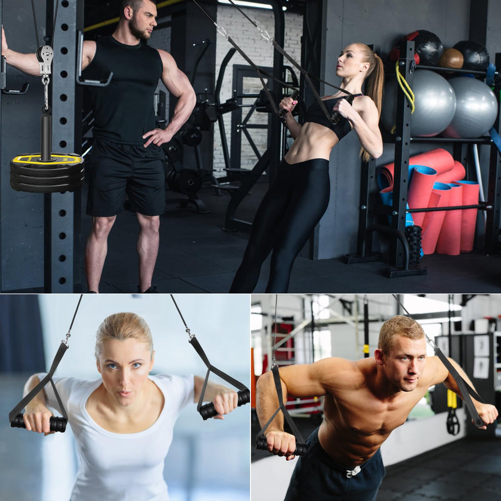 Weight Cable Pulley System Gym, Cable Weight Pulley System Attachments For Home Gym With Handle Pulley System Gym Lat Pull Down,