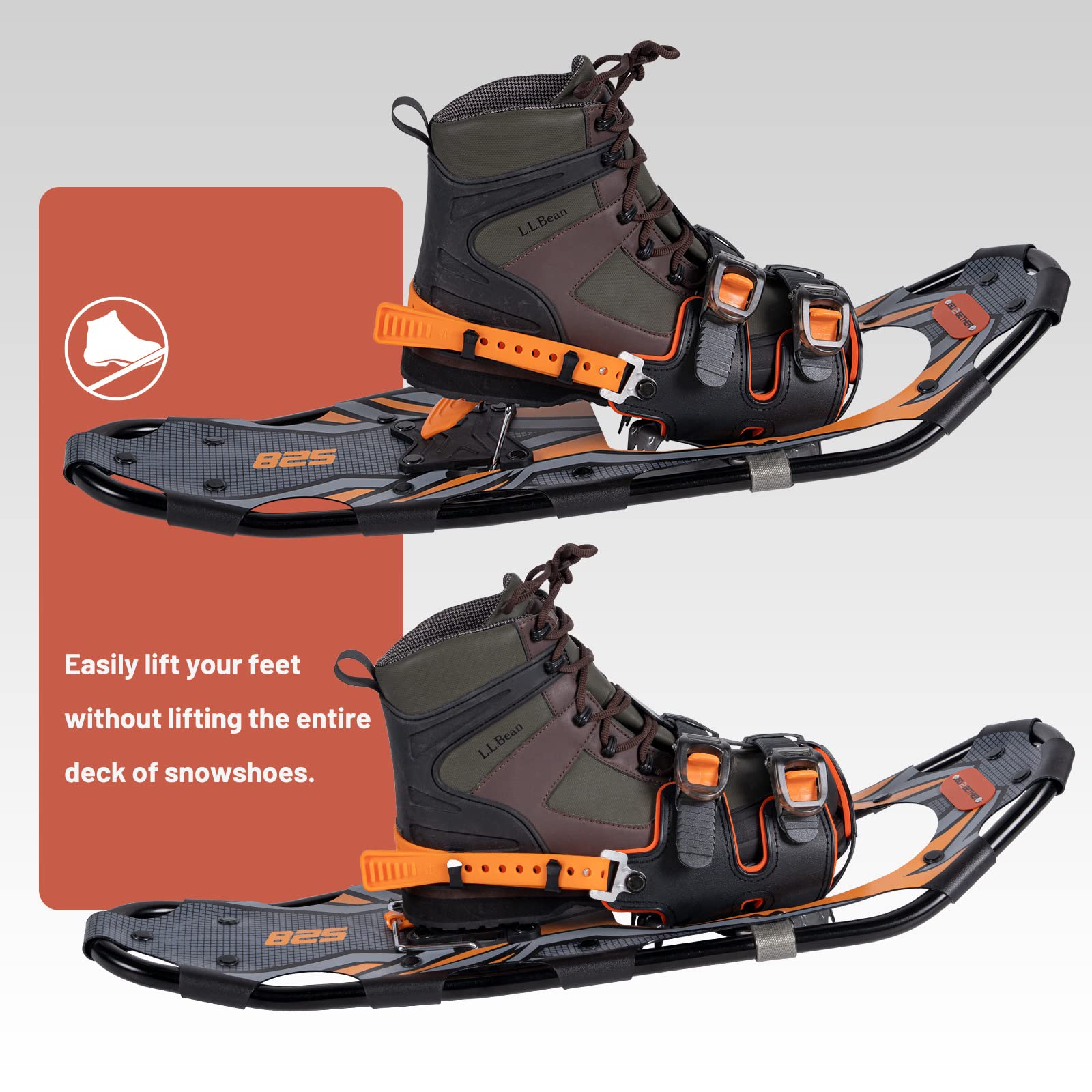 G2 30 Inches Orange Light Weight Snowshoes For Women Men Youth, Set With Trekking Poles, Tote Bag, Special Eva Padded Ratchet Bi